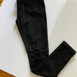 Boohoo women’s distressed knee skinny jeans in black Size US 8 grunge skater